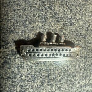 Vintage Sterling Silver 925‎ Ship boat cruise titanic charm no loop
